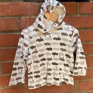 Kumquat hippos knit cotton hooded long sleeve tee